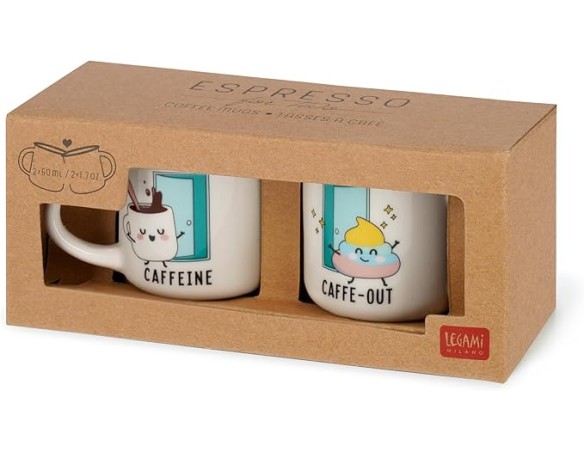 LEGAMI - Tazzine da Caffè Espresso For Two, Set da 2 Coffee Mug in Porcellana New Bone China, Tazza Caffè Lavabile in Lavastovi