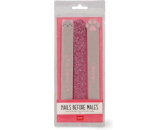 Legami - Set di 3 Lime per Unghie, Tema Kitty, Nails Before Males, 3 Lime Adatte ad Accorciare, Limare e Modellare tutti i tipi