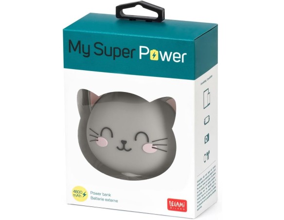 Legami - Caricabatteria Portatile, My Super Power, Batteria Ricaricabile, Cavo USB Tipo C Incluso, Power Bank Portatile, 13 x 1