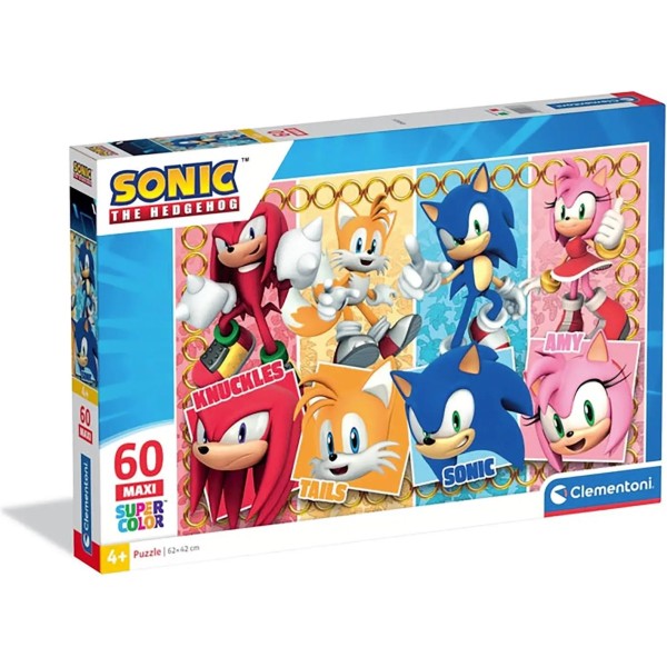 Clementoni- Puzzle Sonic Maxi 60 pz 4+
