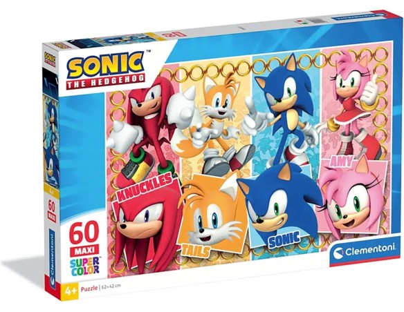 Clementoni- Puzzle Sonic Maxi 60 pz 4+