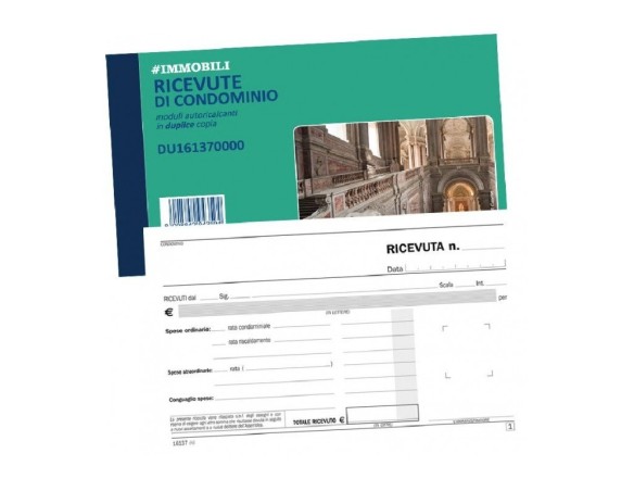 Blocco di ricevute di condominio con avviso di pagamento moduli autoricalacanti in triplice copia 50 moduli du 1613