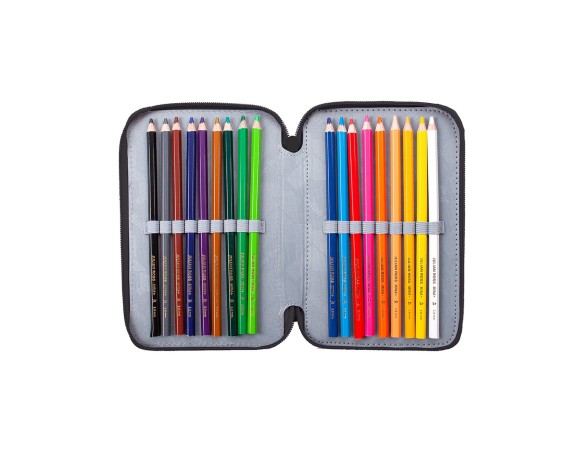 Julian Ross Nero - Astuccio triplo riempito 45 pezzi, con Colla Stick e Pastelli Mina+ 3,8mm