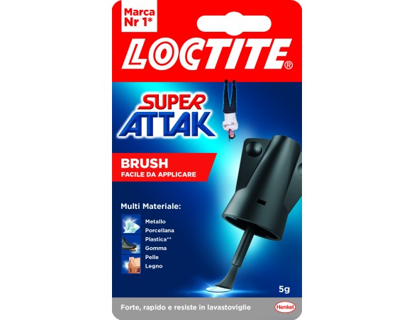 Loctite Super Attak Brush, Colla Liquida Trasparente con pennello, Super colla per applicazioni precise, Colla per legno, gomma