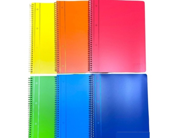 Maxi Quaderno A4 con spirale in ppl con banda rinforzata 1 rigo tinta unita