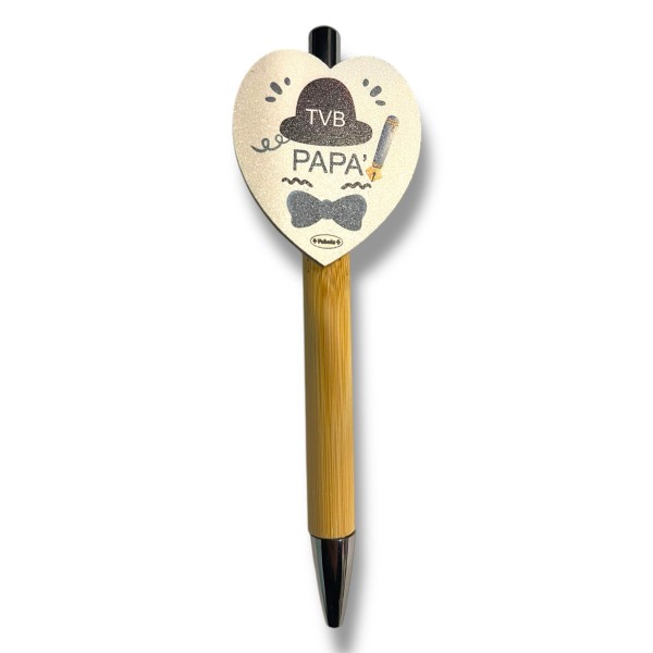 PENNA IN LEGNO CON APPLICATIVO 5CM papà PAPA’...