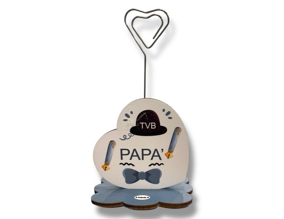 Portafoto con supporto fiore cuore spirale papà 8x8x5 ( ideale per festa del papà )