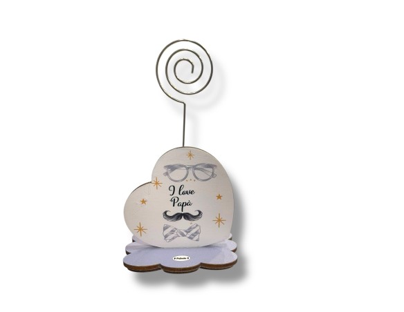 Portafoto con supporto fiore cuore spirale papà 8x8x5 ( ideale per festa del papà )