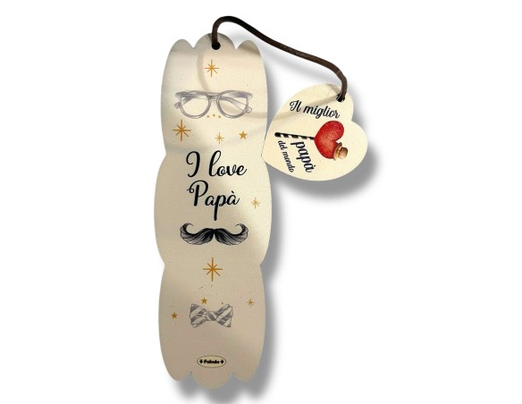 Segnalibro Frase Su Legno Colorato Con Pendaglio - Personalizzabile - Fabula Festa del papà papa'- Dimensioni Segnalibro Cm 5x1