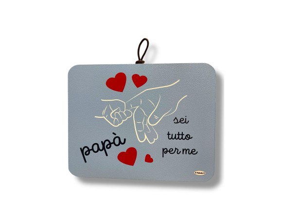 Targa da tavolo e muro laccata 17x13 festa del papà papa' fabula