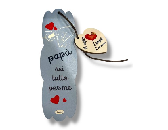 Segnalibro Frase Su Legno Colorato Con Pendaglio - Personalizzabile - Fabula Festa del papà papa'- Dimensioni Segnalibro Cm 5x1