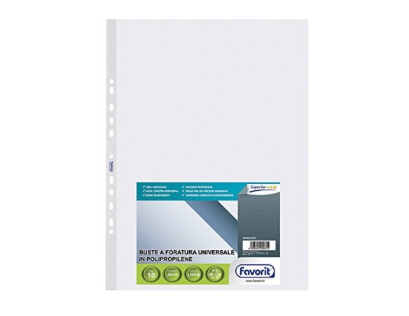 Busta Plastica Foro Universale 30x42 Favorit Superior liscia cf 10pz lato lungo