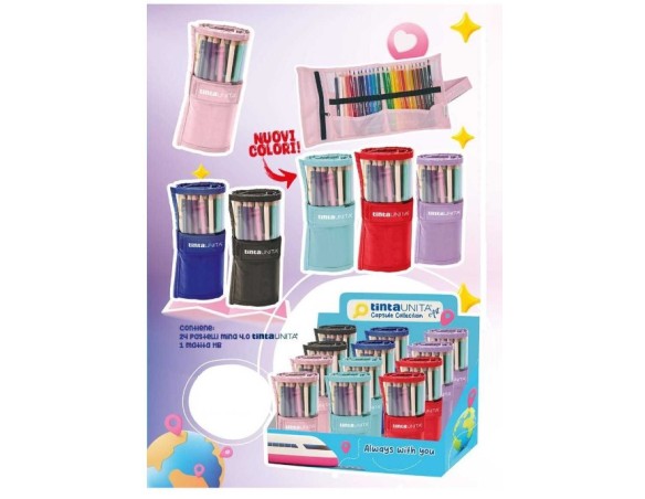 Astuccio Tinta unita Rotolo Tinta Unita 24 pastelli + 1 matita