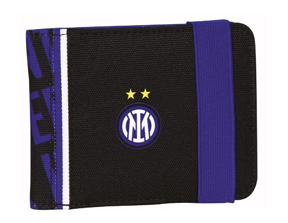 Inter | Seven Inter Portafoglio Con Elastico , Nero e Blu, Scomparti Per Tessere, Contanti e Monete, Accessori Inter, Per Ragaz