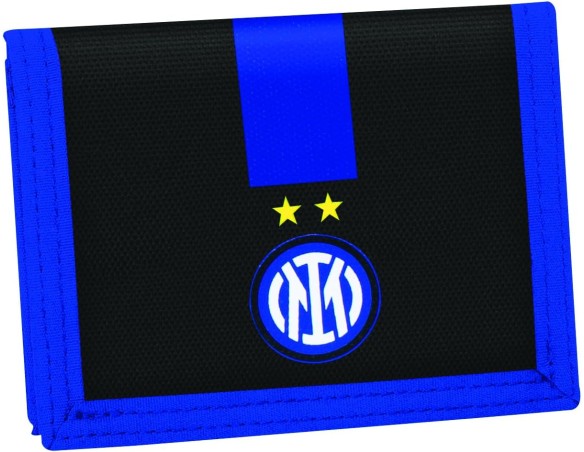 Inter | Seven Inter Portafoglio Con Pratica Chiusura In Velcro, Nero e Blu, Scomparti Per Tessere, Contanti e Monete, Accessori