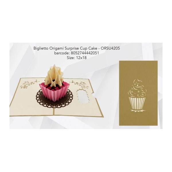 Biglietto auguri surprise cup cake origami