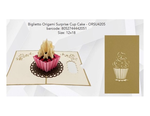 Biglietto auguri surprise cup cake origami