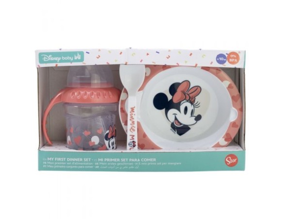 Minnie | Bicchiere Viaggio Bambini Disney Minnie, in plastica senza BPA, con beccuccio, tappo antigoccia e due manici, lavabile