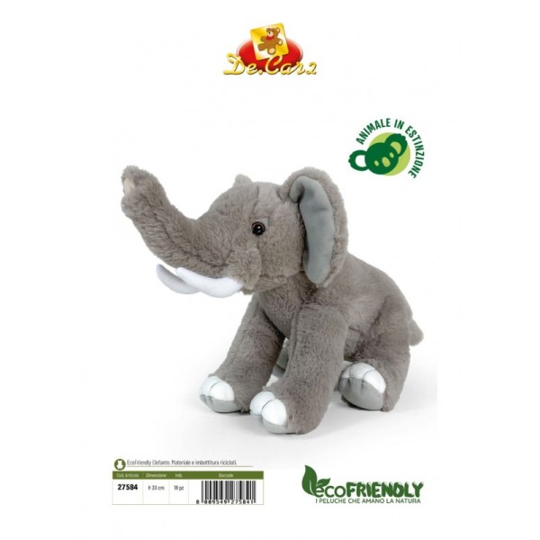 PELUCHE ELEFANTE SEDUTO CM 30 ECO FRIENDLY 27584