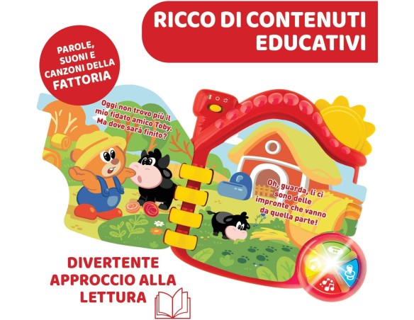 Chicco Il Libro della Fattoria, Libro Bambini Elettronico Evolutivo Bilingue Italiano/Inglese con Curiosità sugli Animali, Fatt
