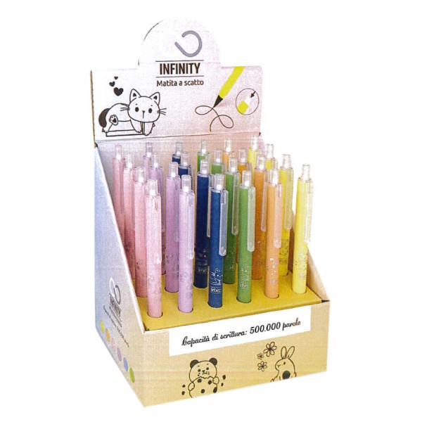 Matita infinita a scatto con gomma 6 colori...
