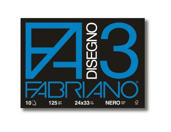 ALBUM NERO CARTA DISEGNO NERA GRANA LISCIA 24X33 125 GR. ALBUM 10 FOGLI A PUNTI METALLICI F3 FABRIANO