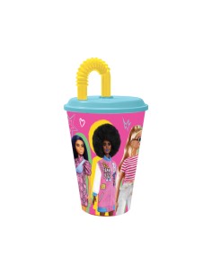 BICCHIERE CON CANNUCCIA BARBIE 430ml  C.U.