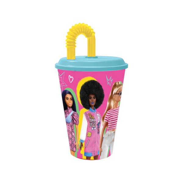 BICCHIERE CON CANNUCCIA BARBIE 430ml  C.U.
