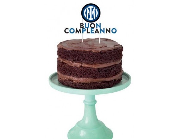 Decorazione per torta Buon Compleanno Ufficiale Inter larghezza 17 cm altezza 19 cm