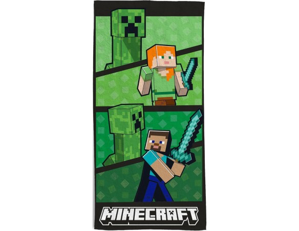 Minecraft | Telo Mare Minecraft Hermet In Spugna 100% Cotone, Cm.70x140
