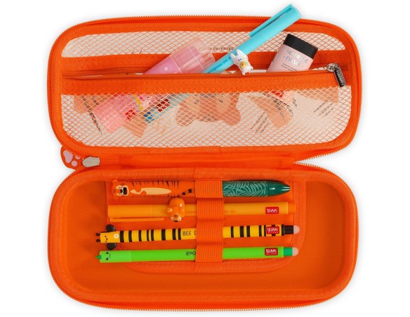 Legami - Astuccio Wonderwow, Tema Tiger, 2 Scomparti e Portapenne interno, Scomparto interno con Tessuto a Rete, Chiusura a Zip