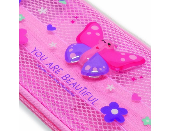 Legami - Astuccio Wonderwow, Tema Butterfly, farfalla 2 Scomparti e Portapenne interno, Scomparto interno con Tessuto a Rete, C