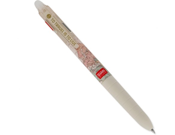 Legami - Penna Gel cancellabile 3 Colori, Ricaricabile, Impugnatura ergonomica, Punta 0,5 mm, Tema Travel