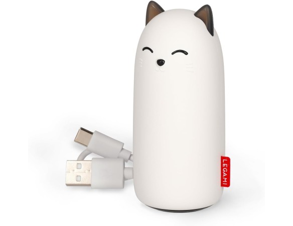 Legami - Power Bank Meow, Batteria ricaricabile, Cavo USB Tipo C Incluso, 5000 mAh,Batteria a Litio di alta Qualità, Power Bank