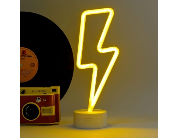 Legami - Lampada Led Effetto Neon, It's a Sign, H 31 cm, Tema Flash, Doppia Alimentazione, Cavo USB (Incluso) o Batterie (non I