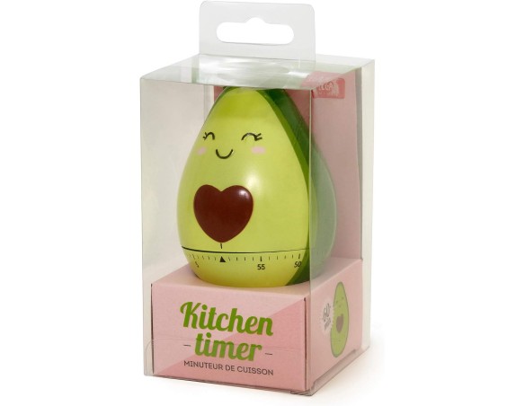 Legami - Timer da Cucina, regolabile manualmente, 60 Minuti, senza Batteria, Ø 6 cm, Tema Avocado