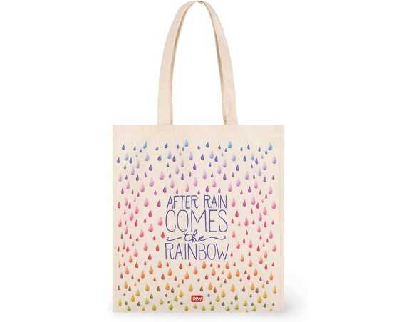 Legami - Borsa di cotone, Shopper Taschina interna, con Soffietto, Manico Lungo, Ecologica, 38,5x42 cm, Tema After rain