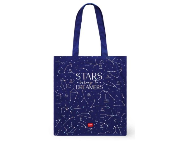 Legami - Borsa di cotone, Shopper Taschina interna, con Soffietto, Manico Lungo, Ecologica, 38,5x42 cm, Tema Stars stelle