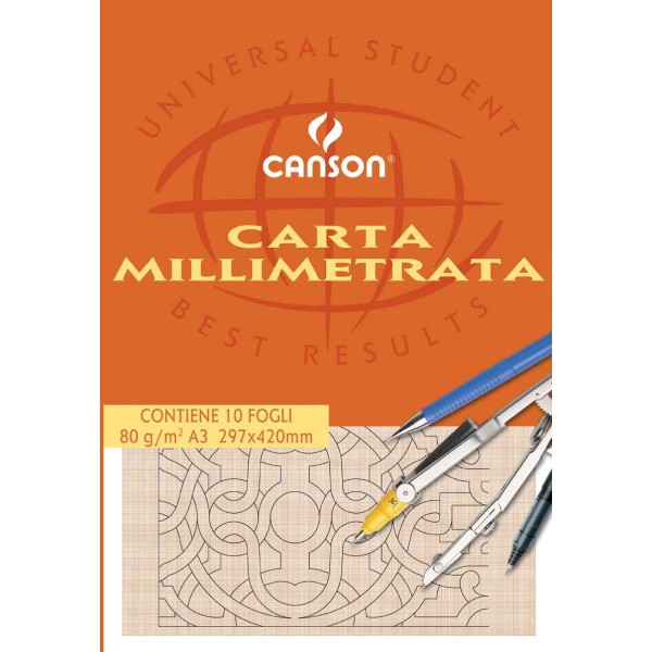 BLOCCO CARTA MILLIMETRATA CANSON A3 10fg