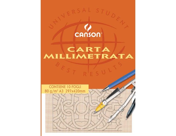 BLOCCO CARTA MILLIMETRATA CANSON A3 10fg