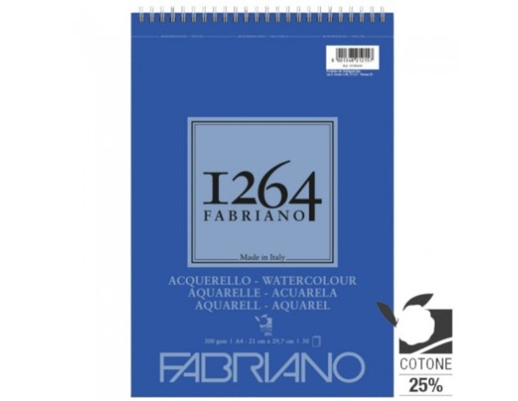 Blocco Spiralato per Acquerello Fabriano 1264 Grammatura 300 g/mq – F.to 21×29,7