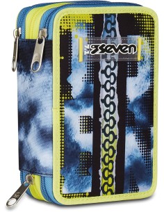 Seven Astuccio Scuola 3 Zip, Grigio, Portapenne Triplo...