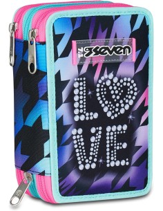 Seven Astuccio Scuola 3 Zip, Viola Fucsia, Portapenne...