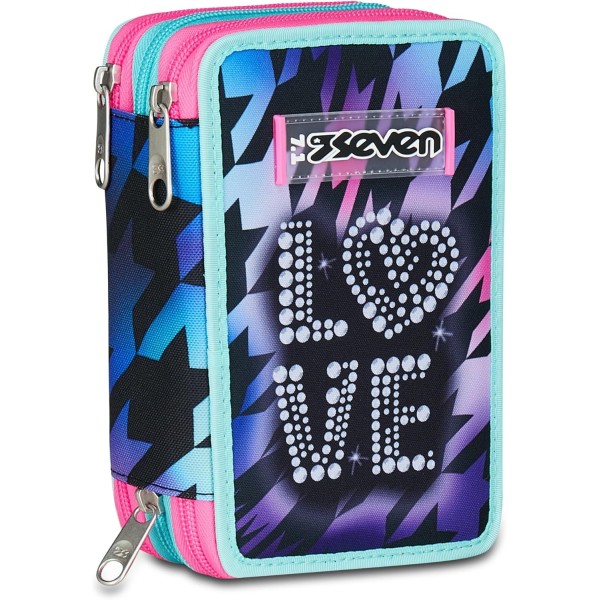 Seven Astuccio Scuola 3 Zip, Viola Fucsia,...