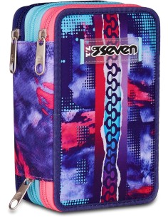 Seven Astuccio Scuola 3 Zip, Viola, Portapenne Triplo...