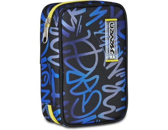 Seven | Astuccio Scuola Speed Case, Blu, Portapenne Mono Scomparto con Plance Amovibili, Completo Di Penne, Matite, Colori, Acc
