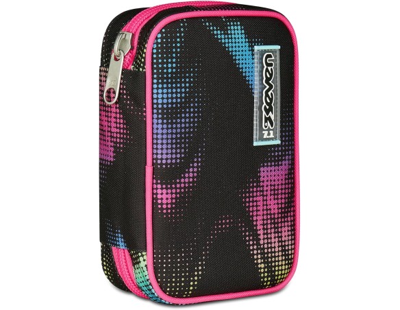Seven | Astuccio Scuola Speed Pad, Nero, Portapenne Mono Scomparto con Plance Amovibili, Completo Di Penne, Matite, Colori, Acc