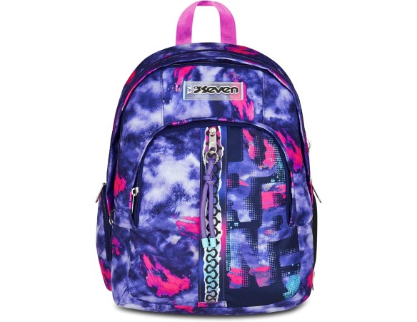 Seven | Zaino Scuola Dual Detach, Viola, Doppio Scomparto da 32 L, Con Tasca PC, Tasca Borraccia, Tasca Con Organizer e Scompar