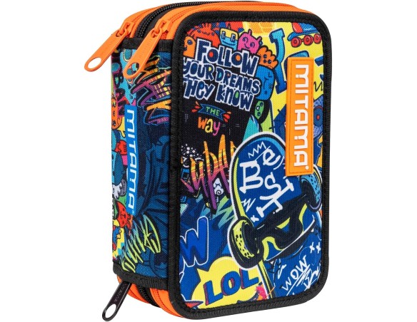 Mitama | ASTUCCIO TRIPLO MITAMA SKATE DREAM con pennarelli, matite, pastelli ecc..