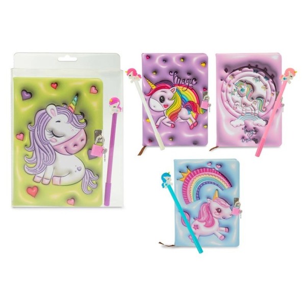 DIARIO UNICORNO CON PENNA 80 PAGINE 4 MODELLI...